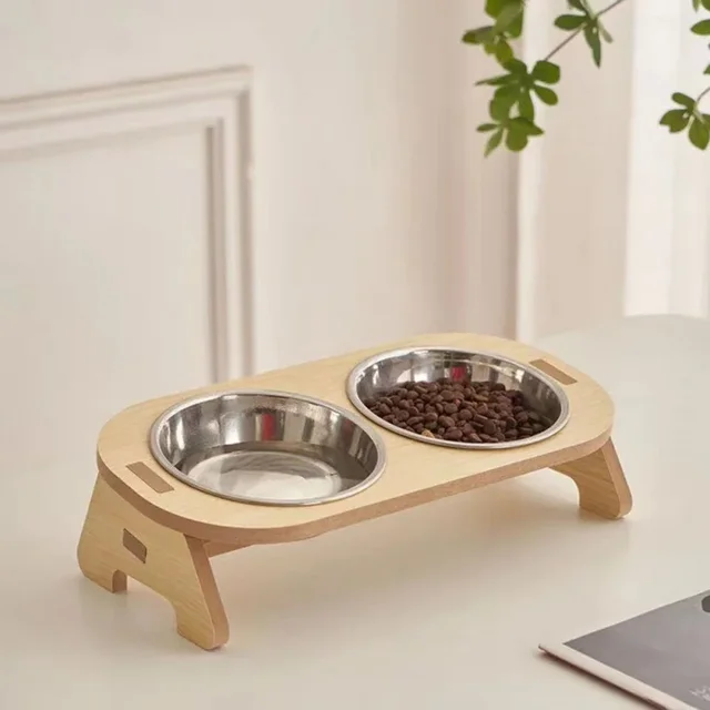 Elevated Wooden Pet Feeding Bowl 5