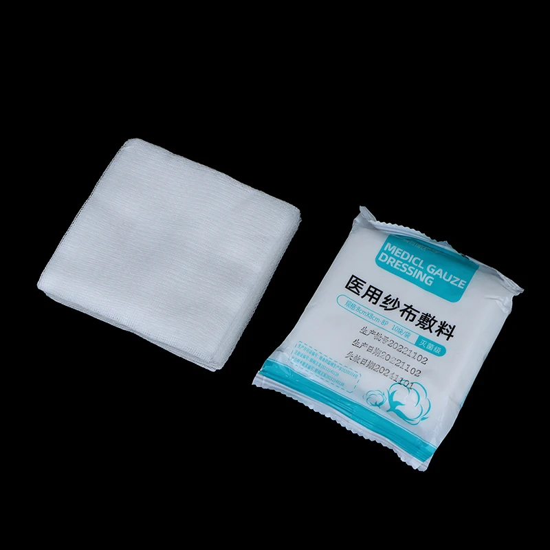 

10Pcs 8 Layer Medical Absorbent Gauze Pad Wound Dressing Sterile Gauze Block First Aid Kit Gauze Pads Care Supplies
