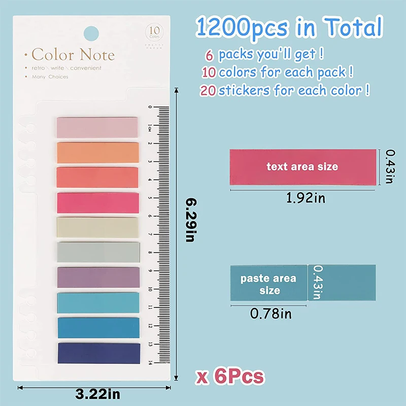 Autocollants bloc-Notes fournitures scolaires, étiquette autocollante, Kawaii, couleurs acidulées, pour bloc-Notes, feutres, pour Page, NoteBook, 120/200 pièces