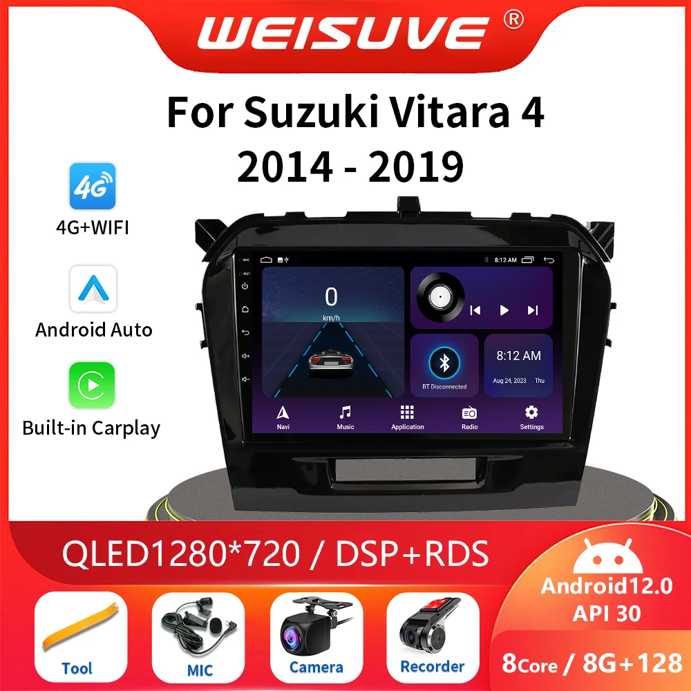 2 Din Android 13 Voor Suzuki Vitara 4 2014-2019 Autoradio Multimedia Speler Gps Navigatie Carplay Qled Scherm Autoraido Dvd Wifi