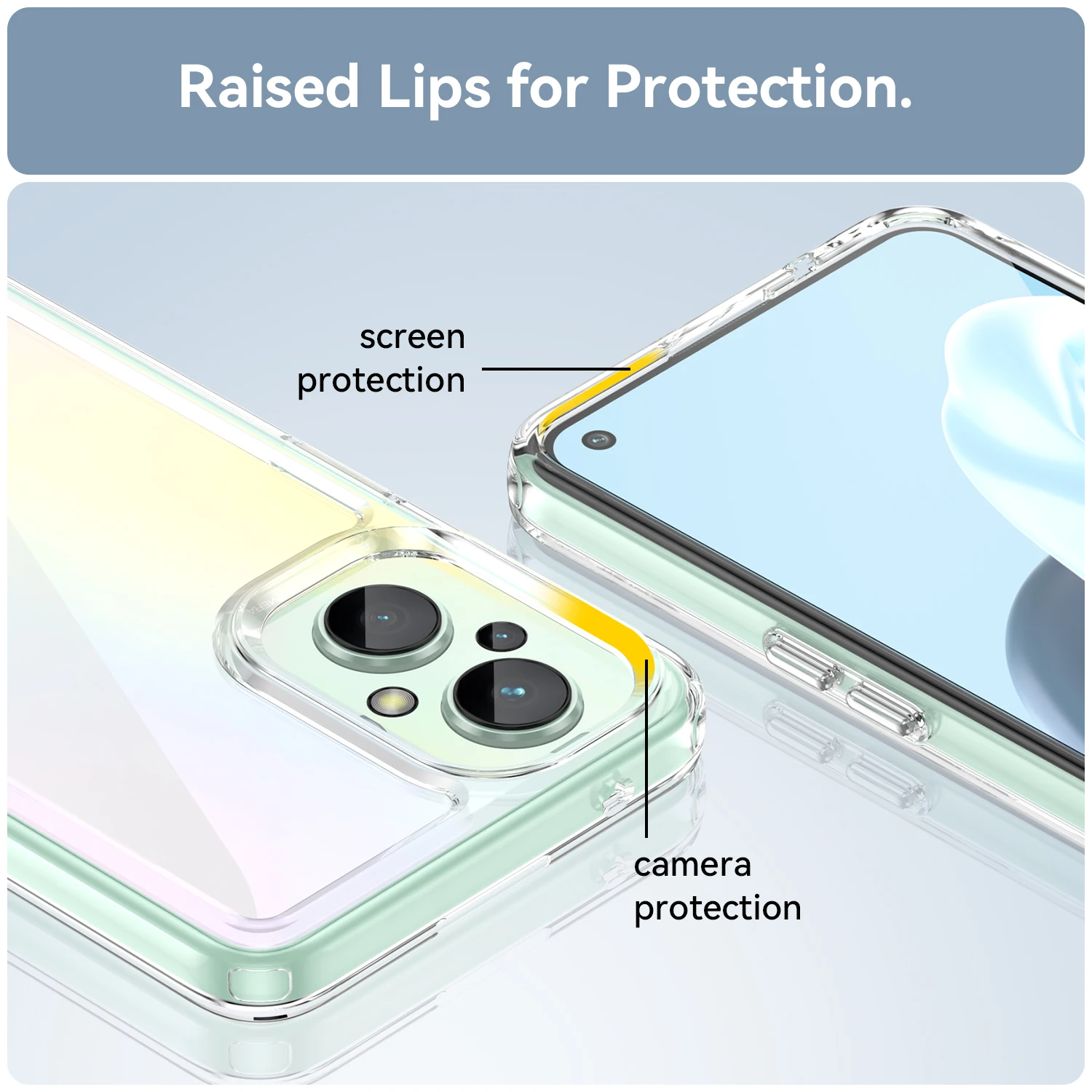 Clear Shockproof Phone Bumper Case - Hard Translucent Protective Cover
