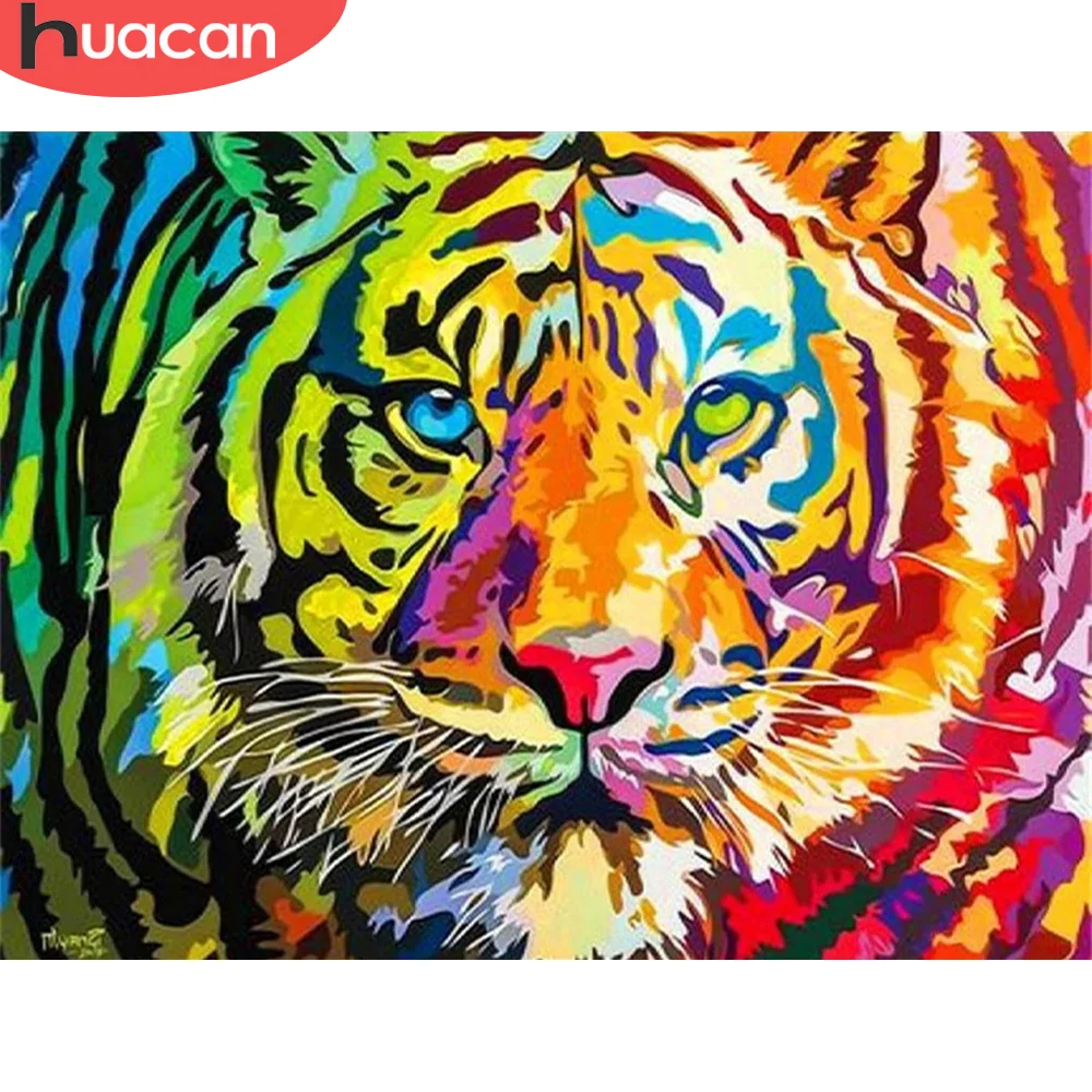 HUACAN Painting By Number Colorful Animal Wall Art On Canvas DIY Frame