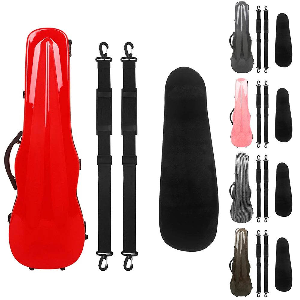 

Carbon Fiber Violin Case 4/4 Violin Case With Built-in Hygrometer Carrying Strap Portable Wear-Resistant Violin Bag