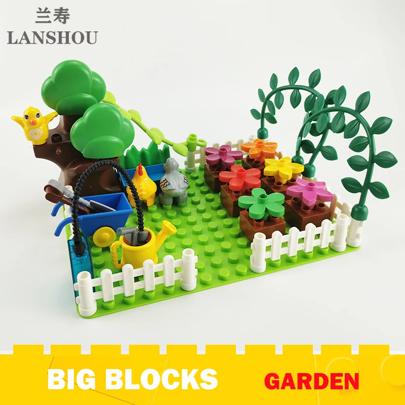 

Big Building Blocks Garden Flowers Trees Accessory Compatible Large Bricks Moc Assemble Children Girl Kids Creativity Toy Gifts