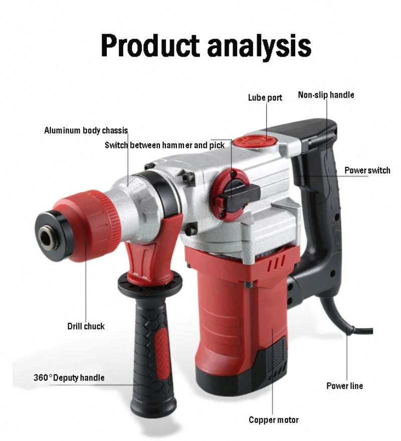 2200W 220V 3300/min Multifunctional Electric Hammer/Drill/Electric Pick Portable