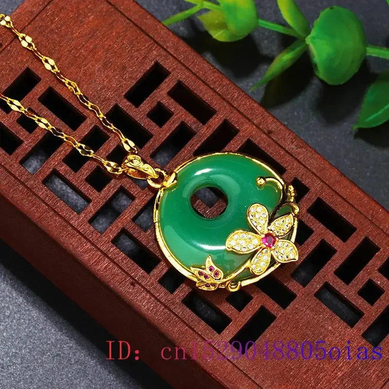 

Jade Flower Pendant Natural Gifts 925 Silver Hetian Necklace Chinese Fashion Women Amulet Chalcedony Jewelry Charm