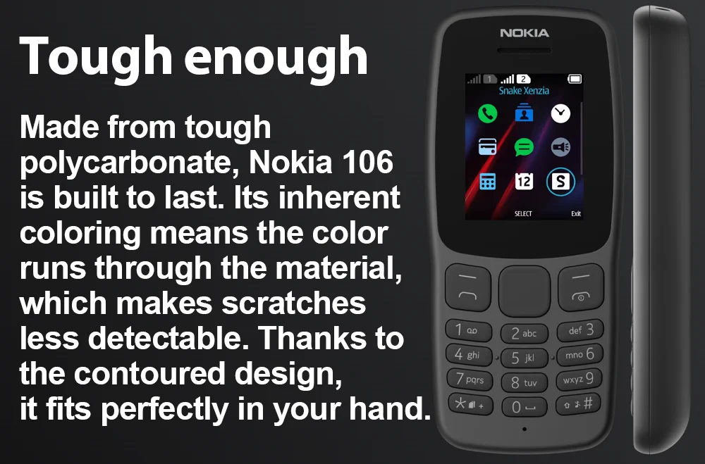 Nokia 105 (2019) Dual SIM, Black, Micro USB 2.0, 800 mAh, Lightweight &  Stylish 