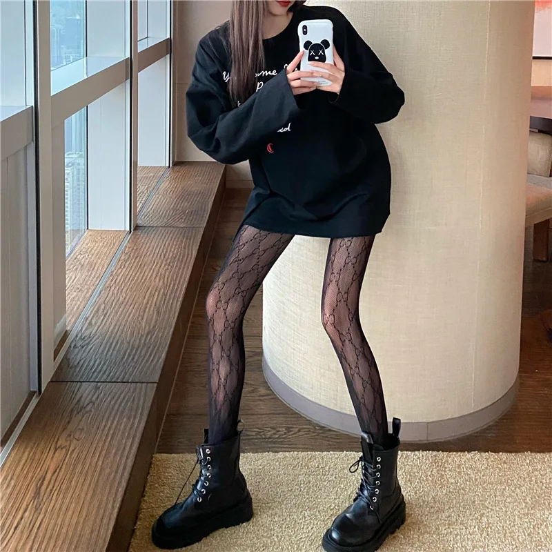 

Tights Pantyhose Women Sexy Mesh Stockings High Elastic Letter Stockings Hot Nightclub Skull Print Pantyhose Women Stockings