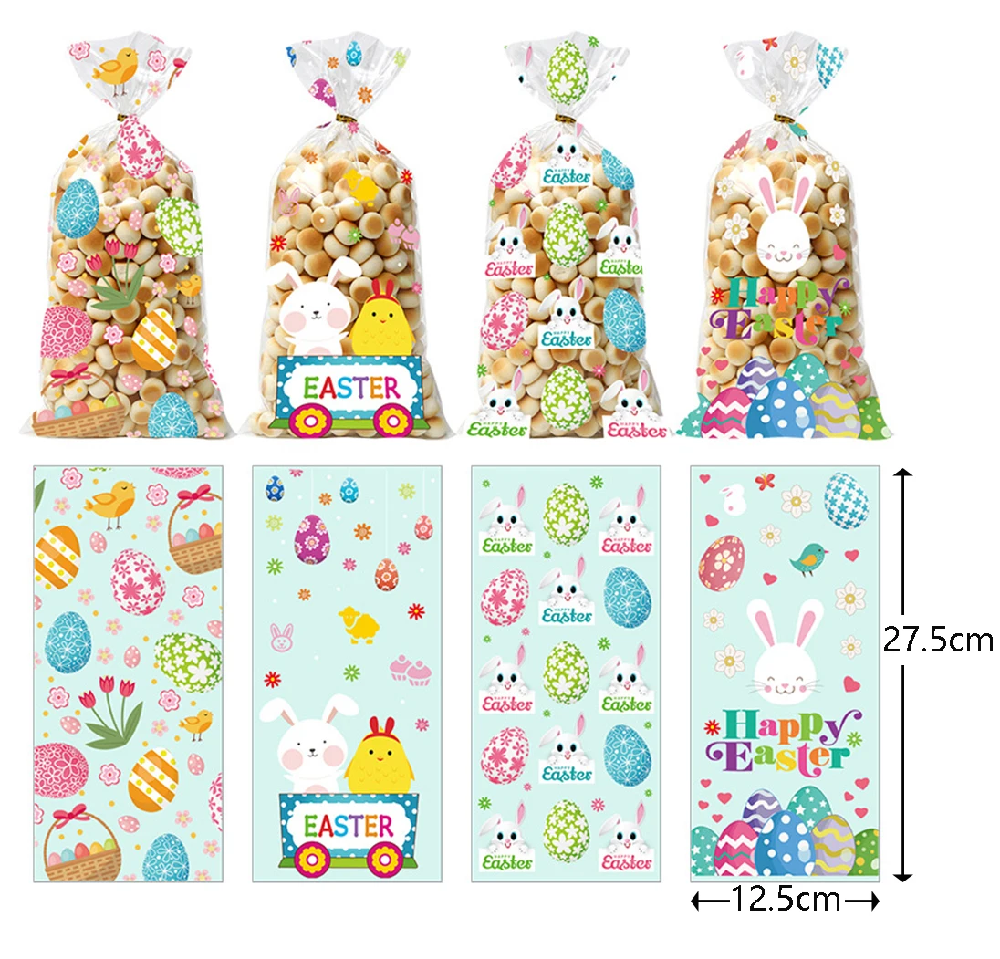 50 Stück Oster-Geschenktüten, Ostern, Süßigkeiten, Kekse, Kaninchen, Küken, Eier, Osterbeutel für Geschenkverpackung, Beutel, Osterdekoration 2026 – Detail 8