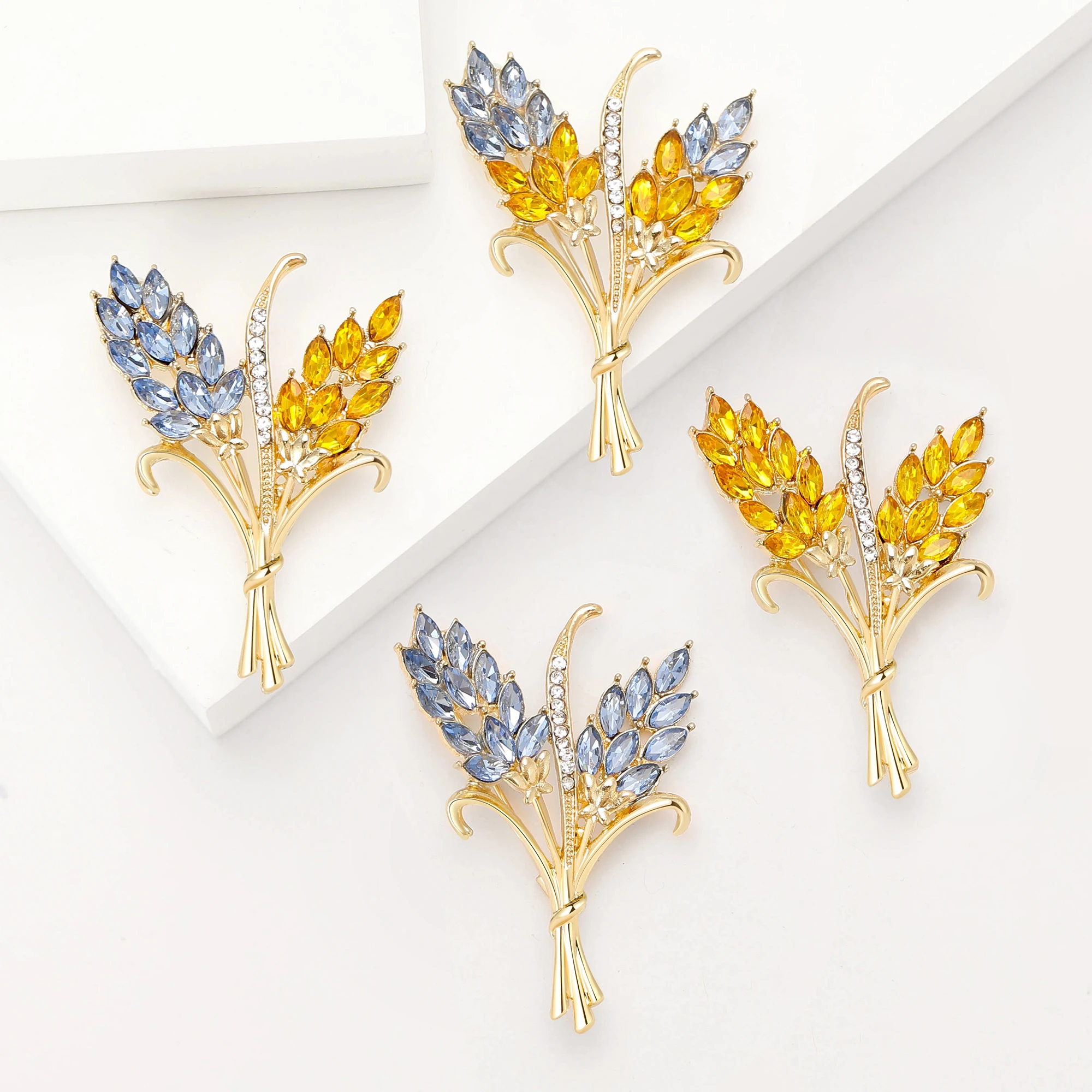 Wheat Brooches New Shiny Ear of Wheat Brooches for Women Unisex Botanical Pins Ukrainian Patriotic Pins Casual Accessories Gifts