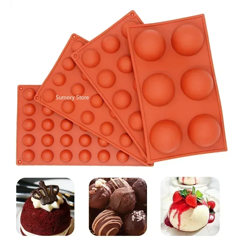 4 Size Half Ball Shape Silicone Mold For Baking Bakeware Silicone Form Mold For Chocolate Candy Mousse Cake Moulds Radom Color