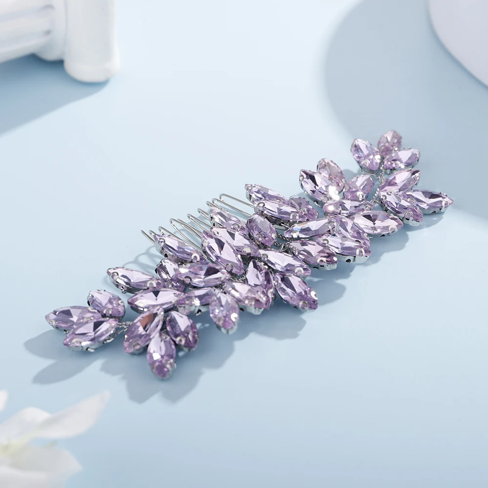 S3b41770a0ff6479d9410a54dd7ba47d8r Fashion Rhinestone Hair Comb for Bridal Headpiece 9 Color Wedding Hair Accessories Women Handmade Tiara Headdress Party Headwear Mallzona