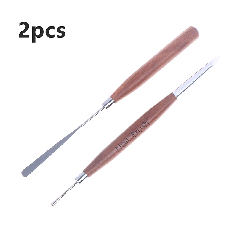 2개입 전문가용 양면 실리콘 헤드 조각 도트펜 백단목 손잡이 스월 네일 페인팅 펜 DIY 조각펜 도구