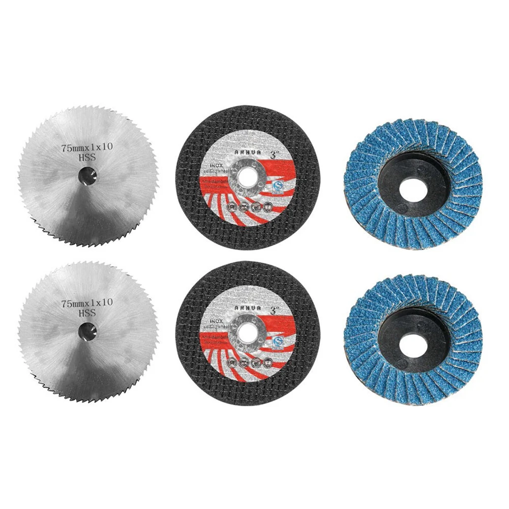 

6pcs/Set Angle Grinder Attachment HSS Saw Blade Carbite Cutting Polishing Disc Kits For Ceramic Tile Wood Stone Power Tool Parts