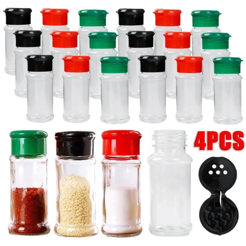 Seasoning Shaker Bottles Jars for Spices Plastic Salt and Pepper Shaker Barbecue Condiment Organizer Tools Kitchen Accessories