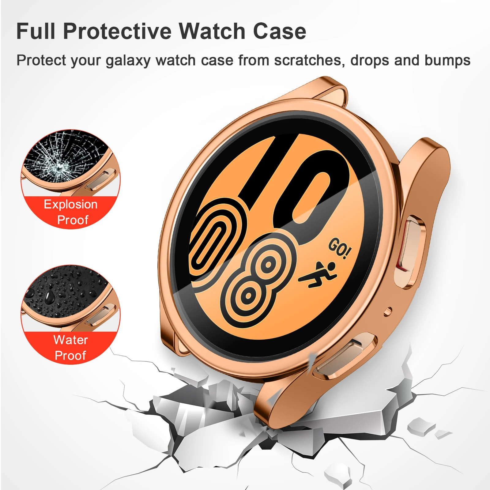 Enhanced TPU Full Cover Case with Screen Protector for Smartwatches, 40mm/44mm