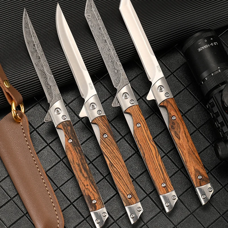 2024 NEW Damascus Pattern Folding Knife Multi-Purpose Outdoor Camping Quick Open Pocket Knife Stainless Steel Folding Knife