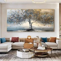 Mintura,Handmade Knife Tree Landscape Oil Painting on Canvas,Modern Home Decoration,Wall Art Picture,Abstract Textured 3D Poster 2