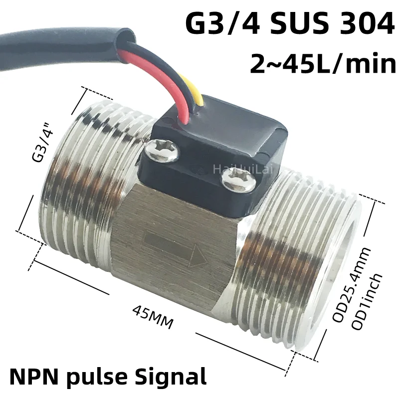 45MM G3/4 Stainless Steel DN20 Thread Water Flow Sensor Magnetic water flow meter digital g3/4 welding gas flowmeter