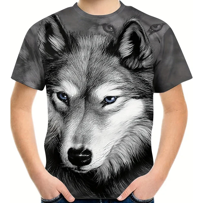 

Kids T Shirt Wolf 3D Print Boy's T-shirt Casual Pullover Short Sleeve Breathable Comfortable T-shirt For Boy Summer Top Camiseta