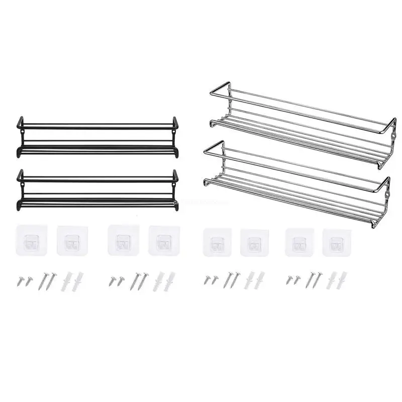 

Настенный стеллаж для хранения бутылок для специй, металлический держатель для приправ без отверстий для домашней кухни
