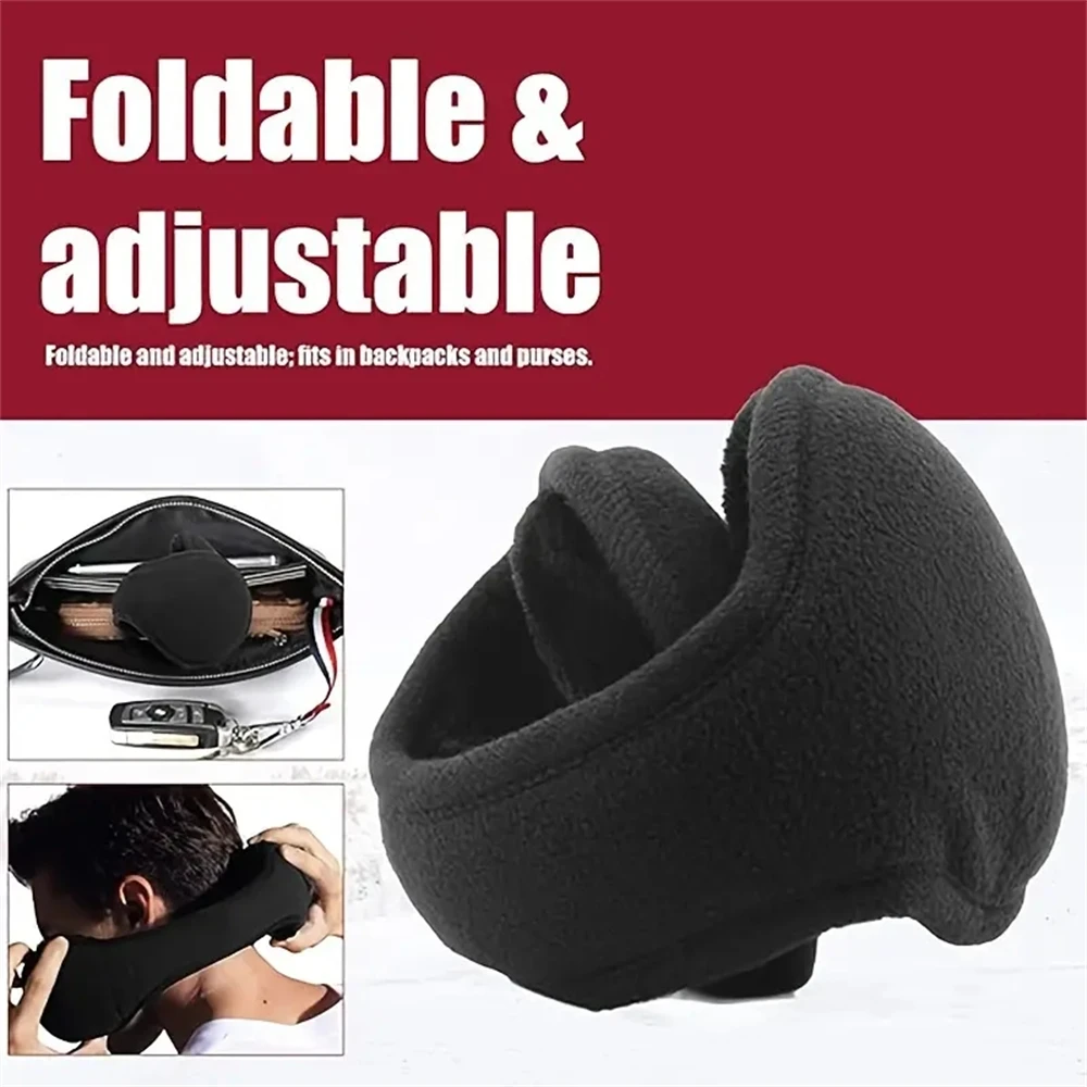 1pcs Fashion Autumn Winter Earmuffs Women Men Ear Warmer Plush Solid Color Adjustable Foldable Outdoor Sport Ski Ear Muffs Black