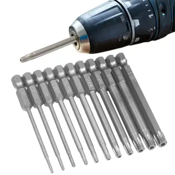 11Pcs High Precision Torx Screwdriver Set Electronic Torx Screwdriver Electric Drill Tools Kit Torx Shank Hand Tools T 6-T40 2