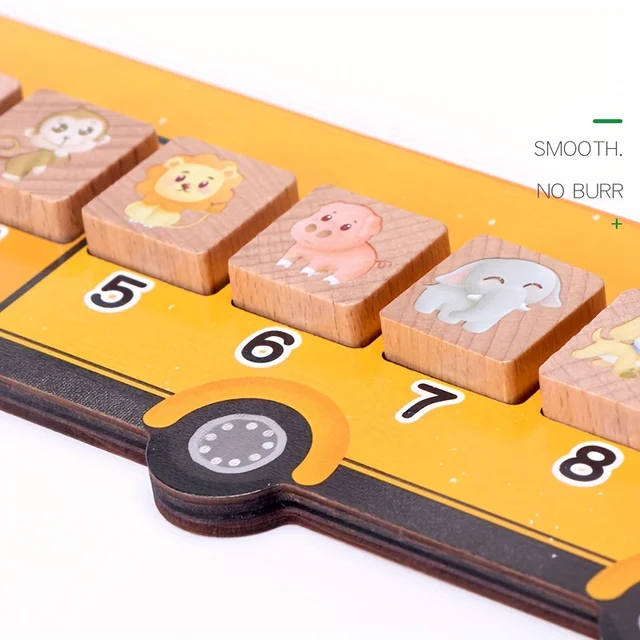 Wooden Animal Bus Puzzle Toy Kids Math Educational Animal Block Number Matching Game Montessori Toddlers Learning Teaching Aids 6