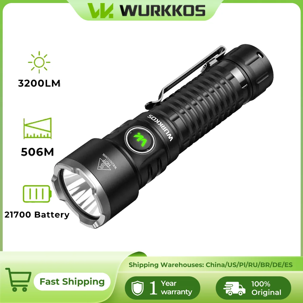 WurkkosTS2821700RechargeableTacticalFlashlightUSB-CPort3200LMThrow506MBeamDistanceIPX8WaterproofTailSwitch-AliExpress39