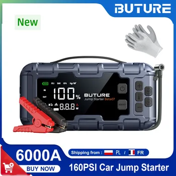BUTURE 6000A Avviatore di emergenza per auto Accumulatori e caricabatterie di riserva Portatile 160PSI Pompa di aria Batteria per auto Booster di emergenza Dispositivo di avviamento Avviamento per auto