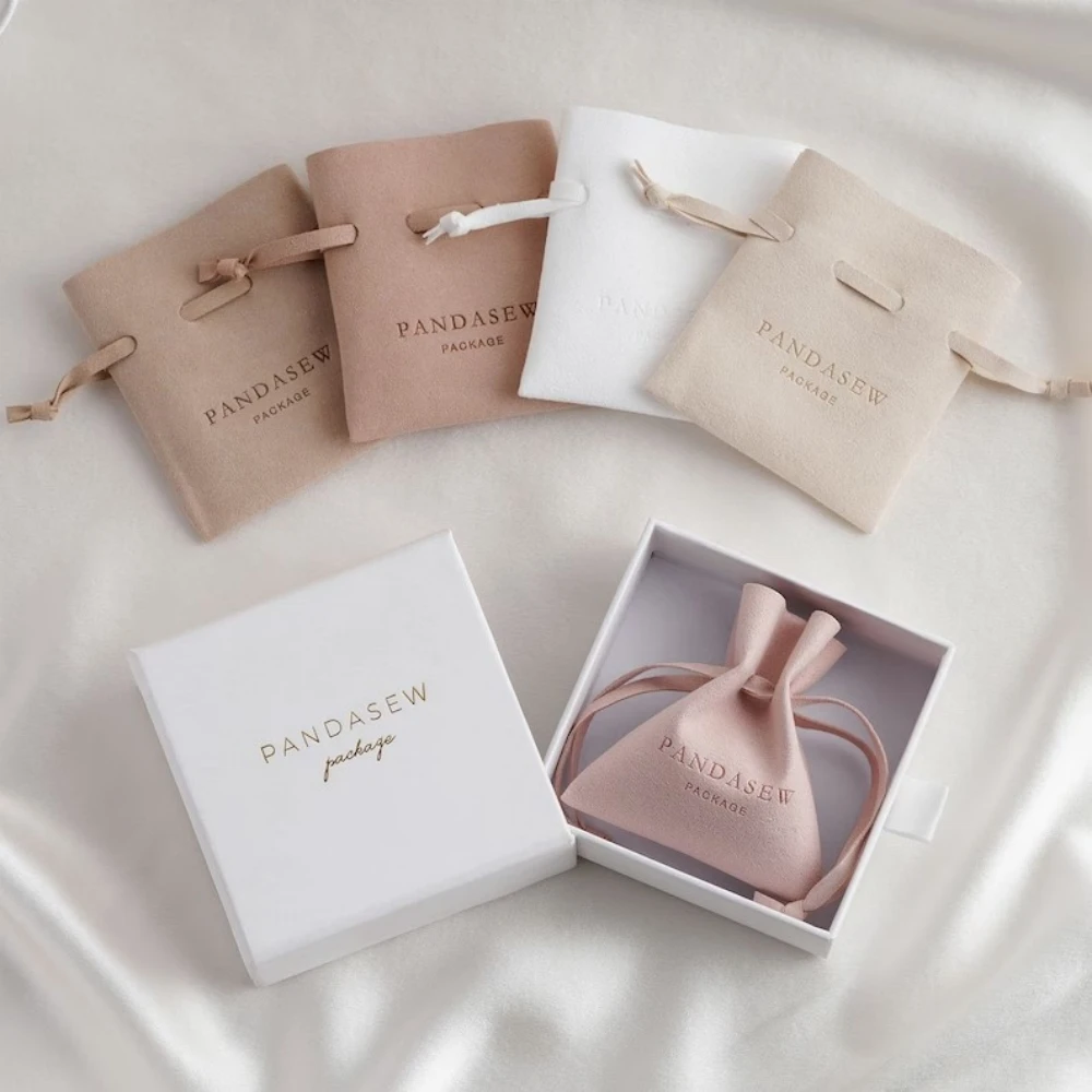 

Custom Jewelry Pouch Only Pouches, Personalized Logo Chic Small Wedding Favor Bags, Luxury Microfiber Jewelry Pouch, 50Pcs