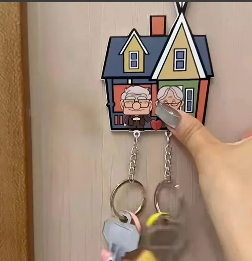 Couple Keychain Hanger Wall Key Holder Home Decor Cartoon Kawaii Key Pendant Backpack Key Ring Storage Rack For Lover Gifts 5
