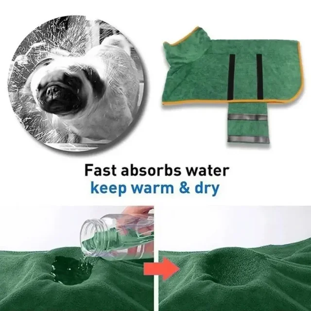Dog Bathrobe Towel Pet Microfibre Material Fast Drying Super Absorbent Dog Bath for Small Medium Large Dogs and Cats 4
