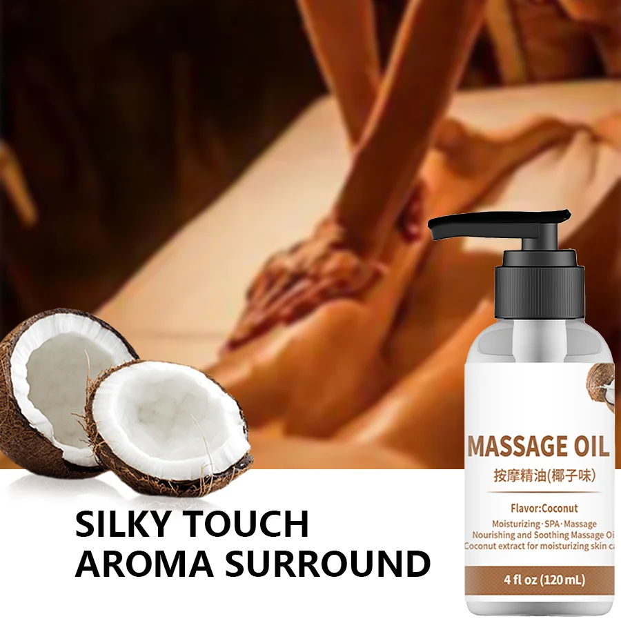 Pure Natural Organic Coconut Relaxing Anti Cellulite Body Skin Massage Body Oil Sore Muscle Valentines for Date Night body massage oil