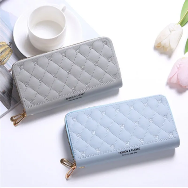 Double Zipper Clutch Long Wallet, Glossy Stylish Coin Purse