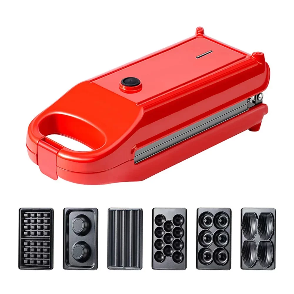 Sandwich Maker 1PC 6-in-1 Breakfast Machine Waffle Maker Donuts Sandwiches Fritters Tarts Egg Cakes Multifunctional Home Use 5