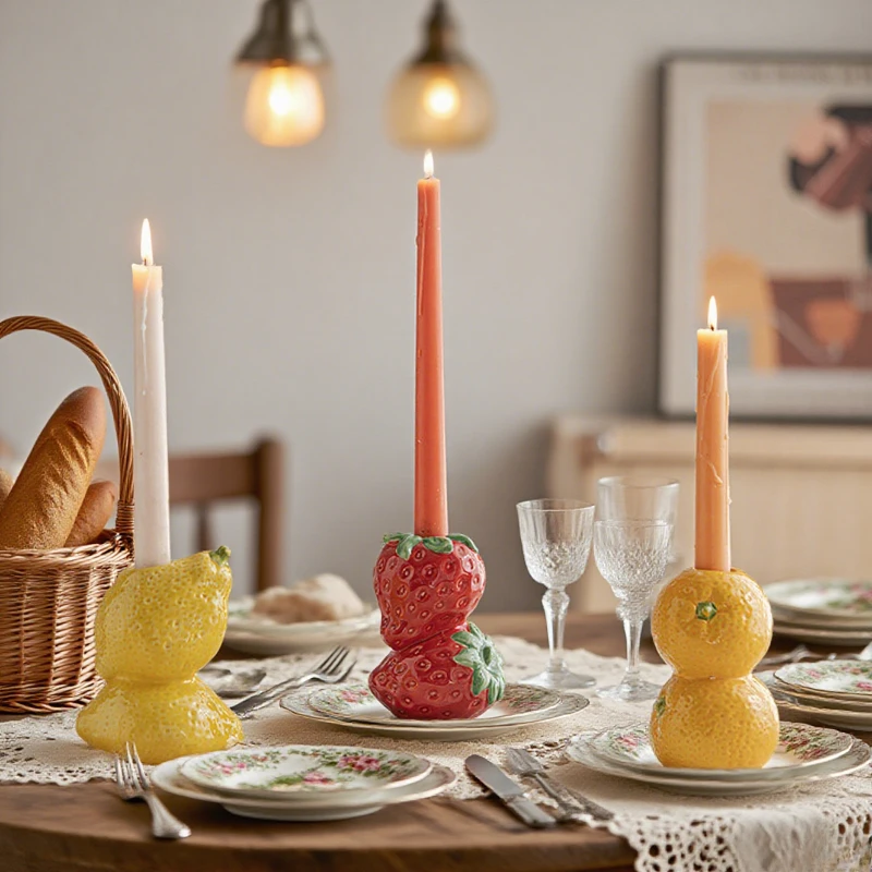 Ceramic Fruit Shaped Candlestick Modern Home Decor