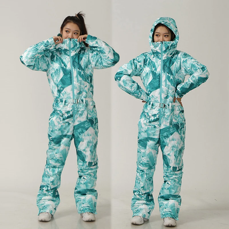 Winter Women Snowboarding One Piece Thick Warm Female Snowsuits Sport Heated Woman Jumpsuit Insulated Mountain Tracksuit Overall