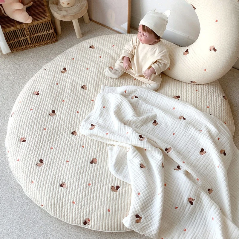 Korean New Baby Circular Crawling Mat Removable and Washable Floor Mat Beautifully Embroidered Children's Tent Carpet New