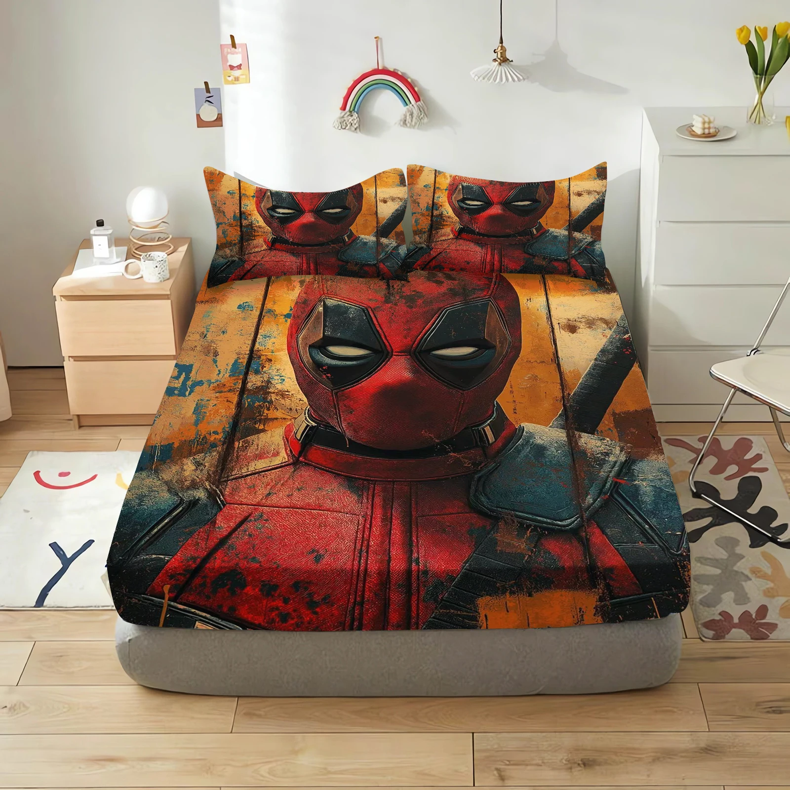 Deadpool and Wolverine Cartoon Fitted Sheets Anime Printing Children's Bedroom pillowcase Set Polyester Adult Gift Bedding S3b43015a70b54b40b7511dfce7a281f7H