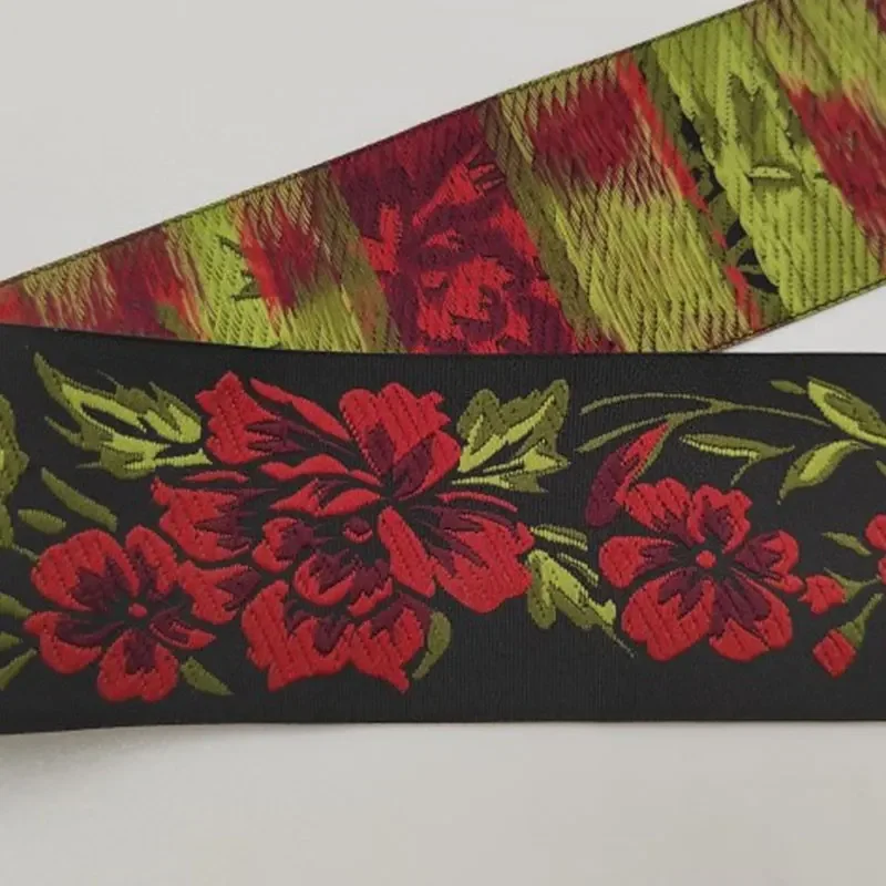 10m Peony Flowers Jacquard Trim Retro Ethnic Style Old Fashioned Embroidered Jacquard Ribbon Trim for DIY Craft Embellishment
