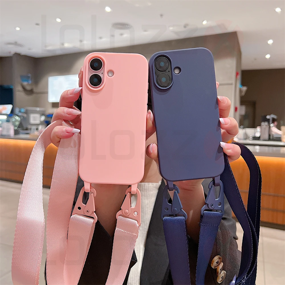 Luxury Crossbody Necklace Cord Strap Case For iPhone 16 15 14 12 11 13 Pro Max XR X XS 7 8 Plus Soft Shockproof Protection Cover_voghion.com