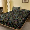 1 Cartoon Fun Printed Matte Fitted Sheet, Bedroom Printed Bed Cover, Bedding (Excluding Pillowcases) 2
