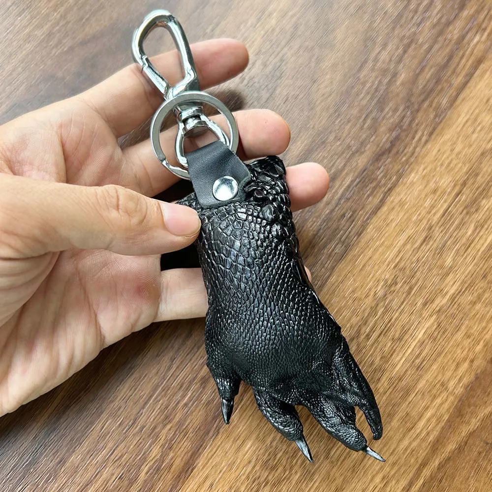 Skin of Crocodile KeyChain carabiner Genuine Leather Crocodile Skin Wallet with Key Ring Front and Rear Claw key case key holder key organizer key protector