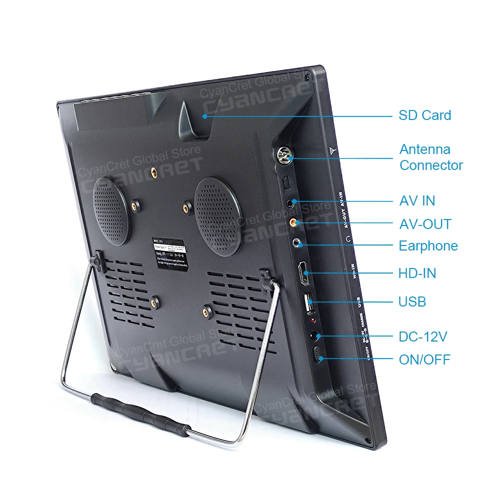 LEADSTAR D16 15.4 Inch Big Screen Portable TV ATSC Digital Analog Television Support H.265 AC3 HD for Car Kitchen Home