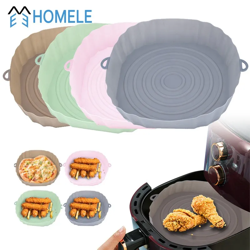 Bandeja de cesta de silicona para freidora de aire, horno microondas,  parrilla, barbacoa, Pizza, olla reutilizable, sartén para hornear,  alfombrilla, revestimiento, accesorios de cocina - AliExpress