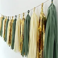 20pcs/Set Multicolor Shiny Tassel Garland Tissue Paper Tassel Banner Table Decor Tassels Party Decorations Supplies 1