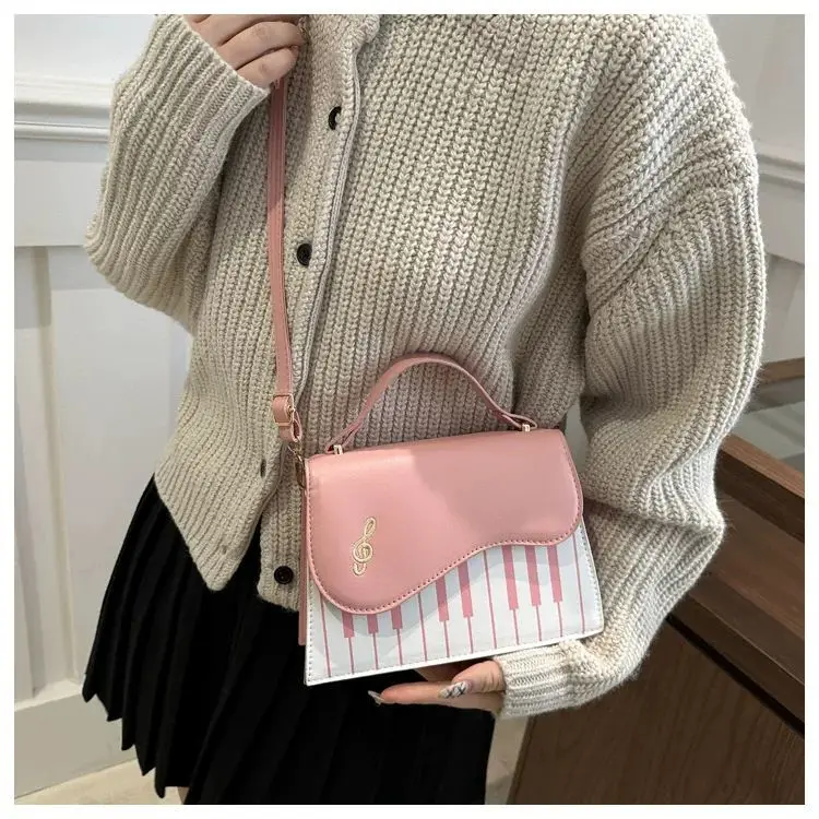 JIAERDI Vintage Piano Print Square Bag Wallet Women Retro Handle Casual Crossbody Bags Hot Girls Sweet Cute Messenger Bag Y2k