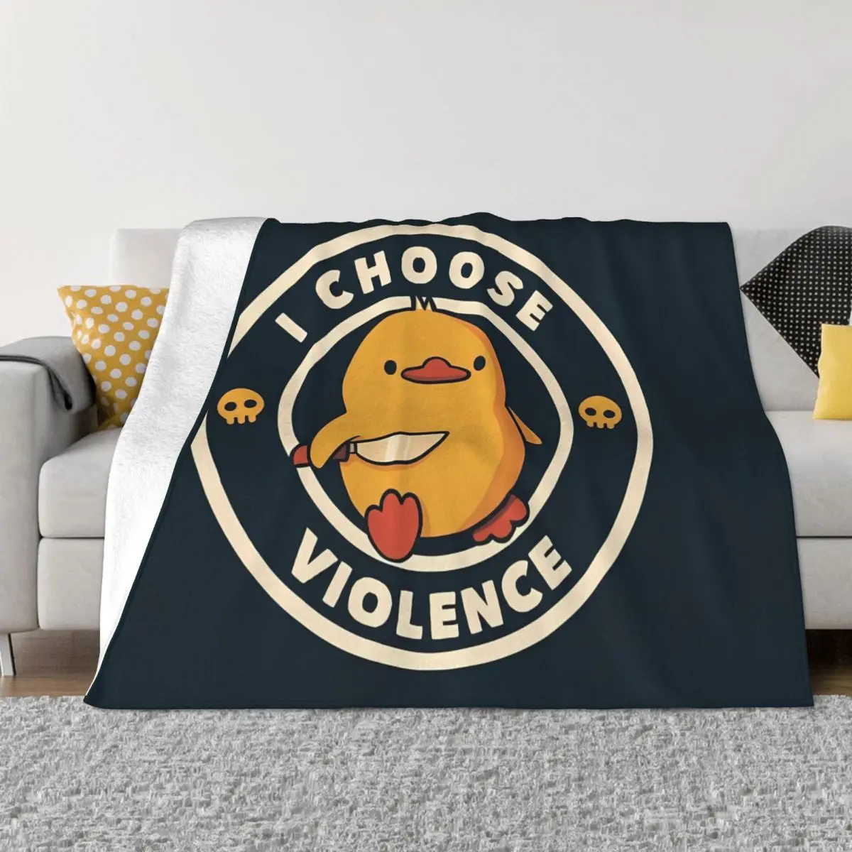 

Blanket Flannel Spring Autumn I Choose Violence Funny Duck Warm Throws For Winter Bedding