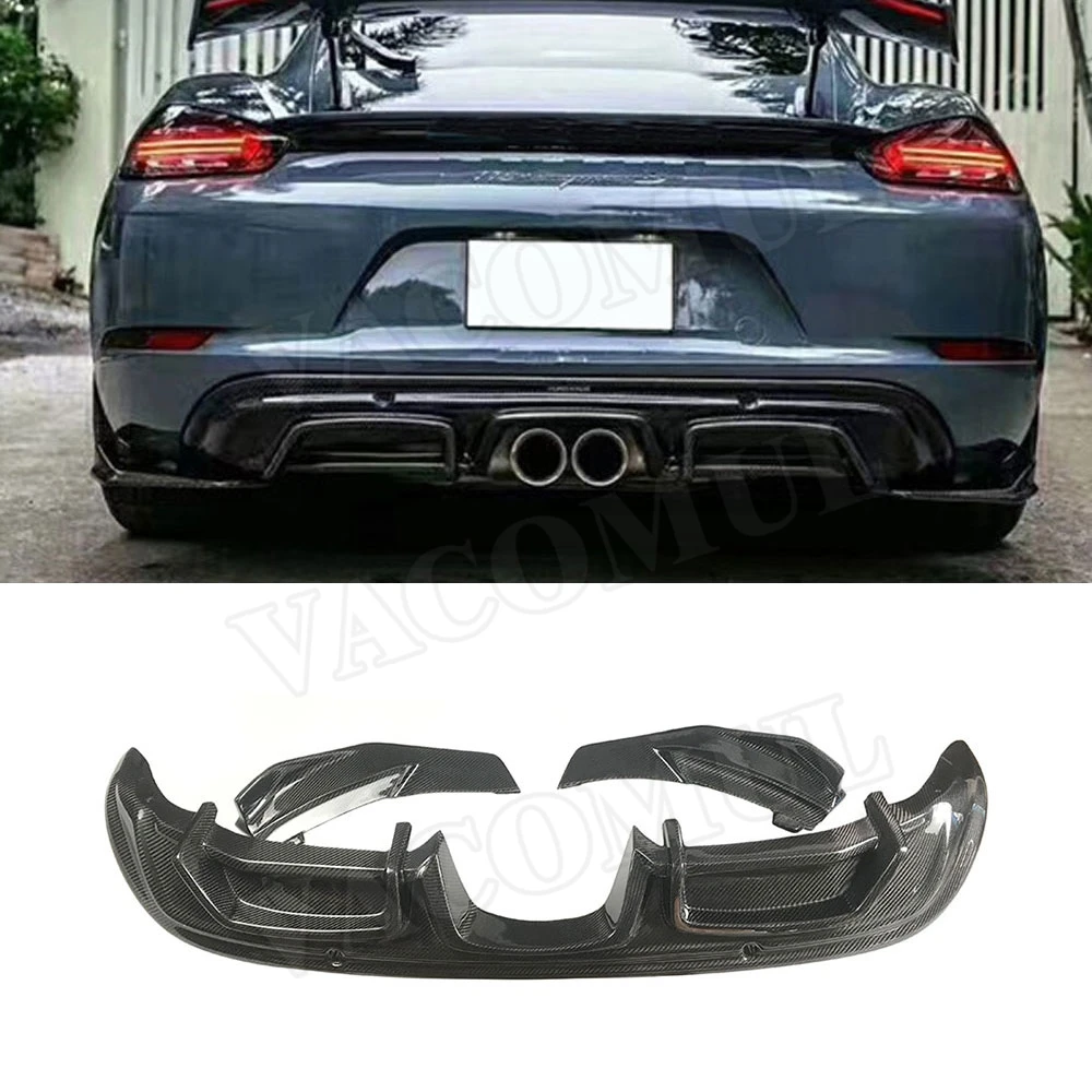 

Carbon Fiber Rear Lip Diffuser Spoiler Splitters fit for Porsche 718 Cayman Boxster Base S Coupe 2016-2019 Car Bumper Guard